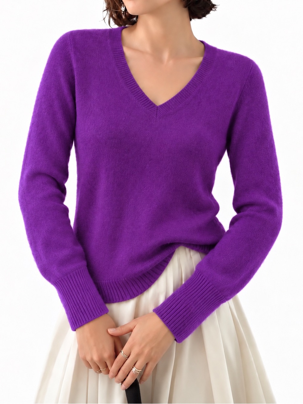 Halogen 100% Cashmere Purple V Neck Sweater Women’s XS